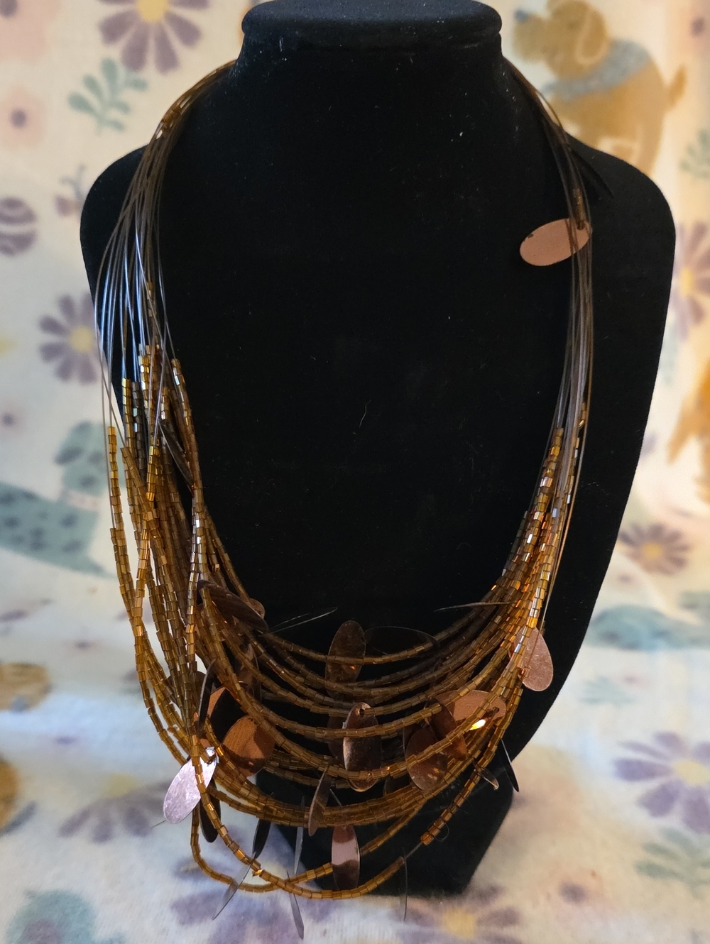 Multi-Strand Brown Beaded Layered Necklace